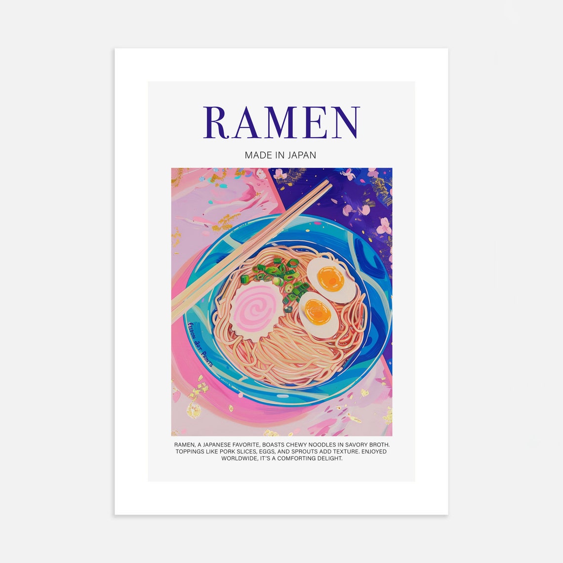 Ramen Made In Japan Colorful Noodle Bowl Food Illustration Poster - Image 3