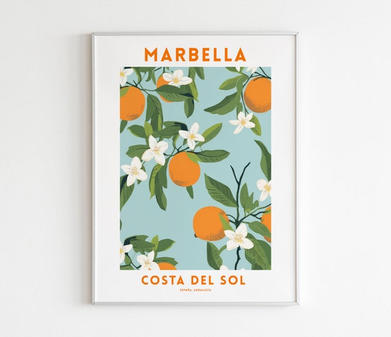 Fruit Market Marbella Oranges Botanical Art Print Spring Citrus Fruit Print Spring Botanical Art Flower Market Colorful Art Print Spain