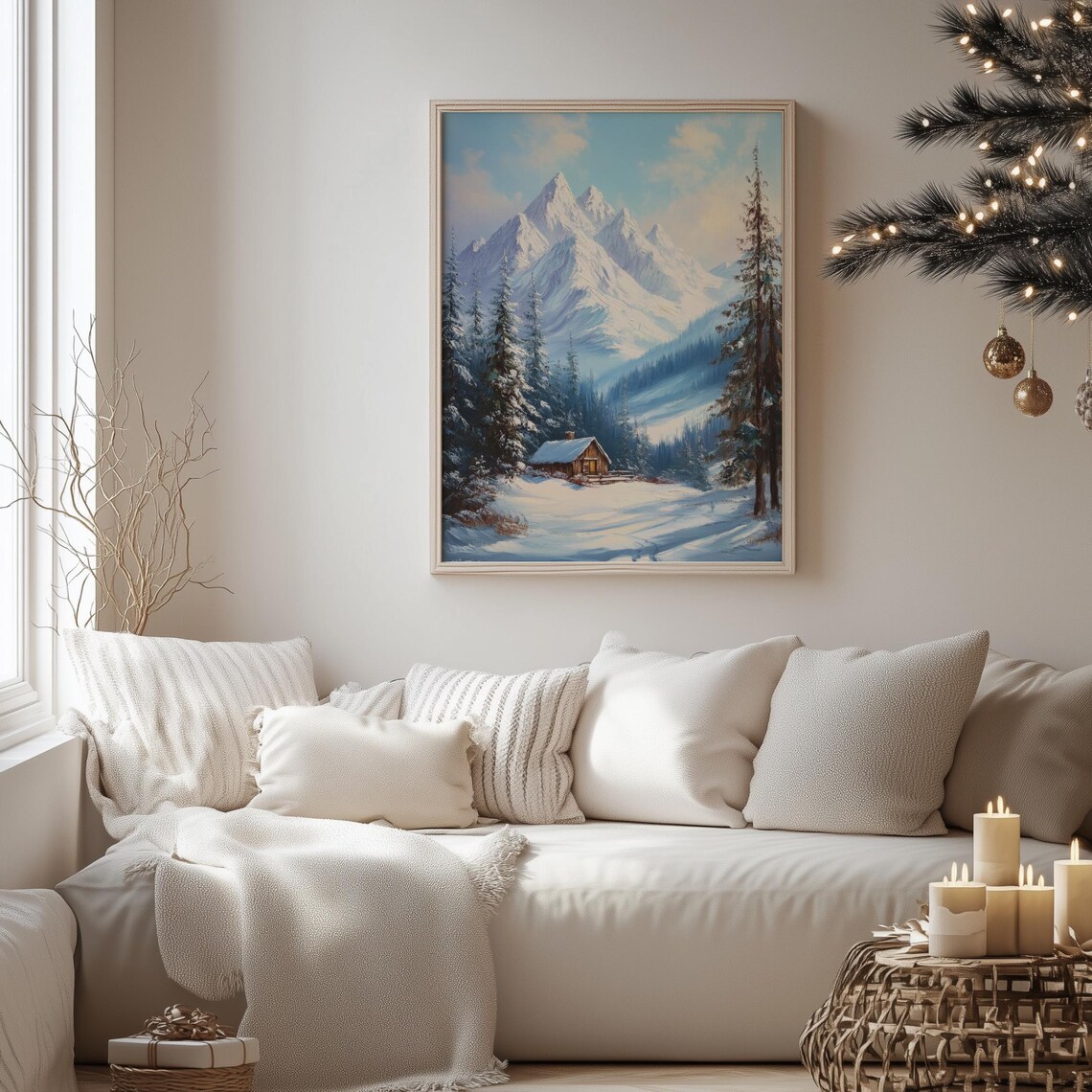 Mountain Winter Landscape Switzerland Art Print Mountain Wall Art Swiss Alps Poster Winter Painting Travel Print Snowy Mountain 741 - Image 4