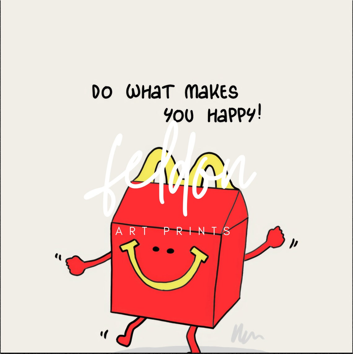 Do What Makes You Happy Quote Smiling Red Lunchbox Cartoon Poster - Image 2