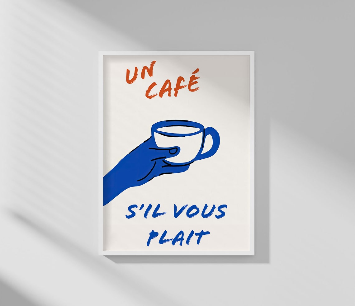 Un Cafe Sil Vous Plait French Coffee Cup Retro Kitchen Poster - Image 2