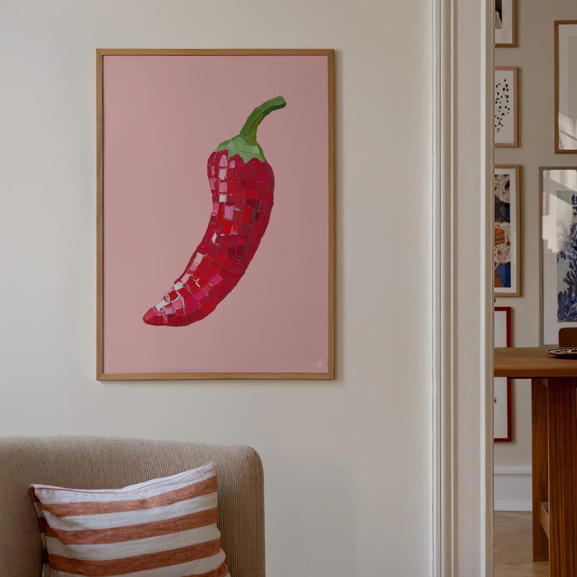 Disco Ball Chili Pepper Pink Glam Retro Kitchen Decor Poster - Image 4