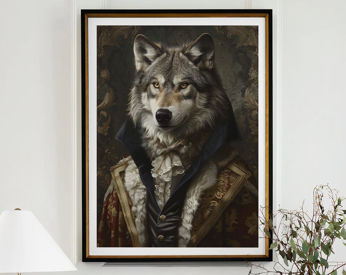 Wolf Royal Renaissance Portrait Lace Cravat Fur Collar Wall Art