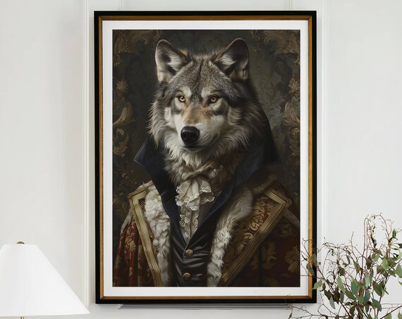 Wolf Royal Renaissance Portrait Lace Cravat Fur Collar Wall Art