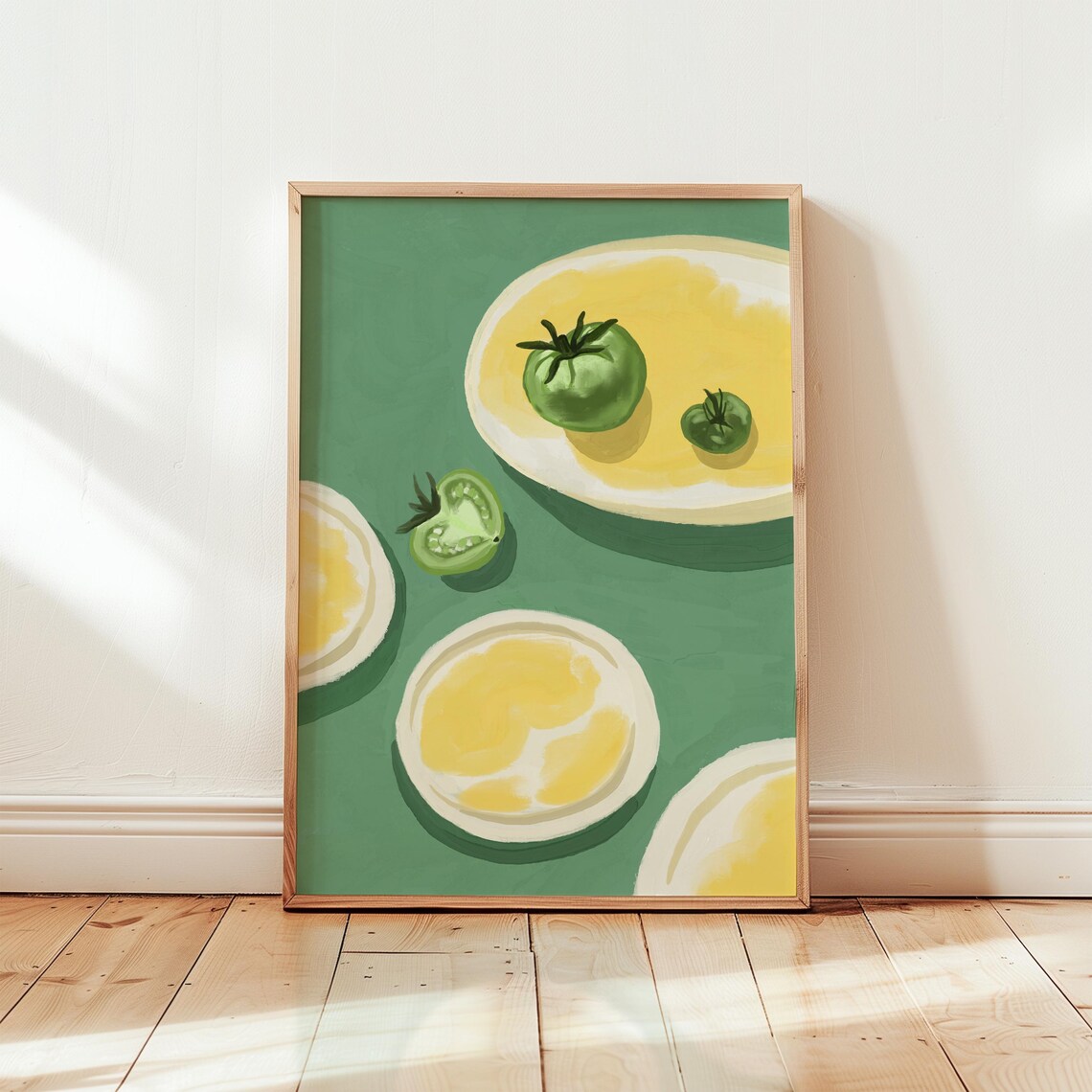 Green Tomato Kitchen Art Print, Scandi Modern