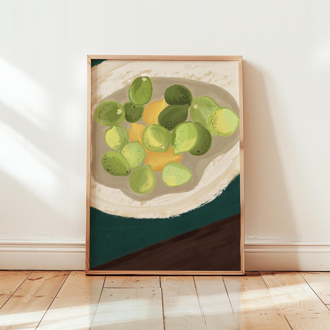 Vibrant Fresh Lime and Lemon Bowl Still Life Painting Kitchen Poster