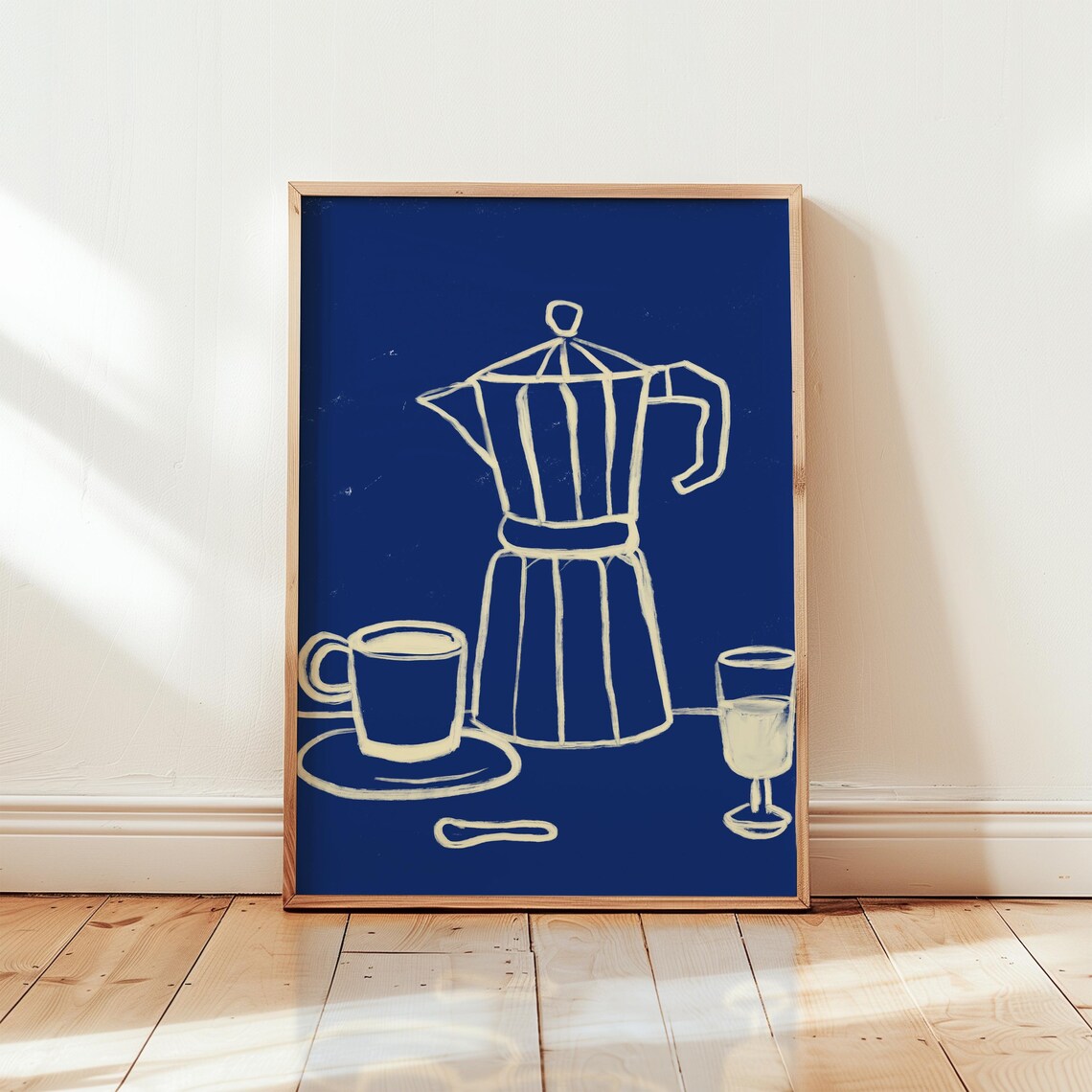 Blue Coffee Print, Minimalist Kitchen Art