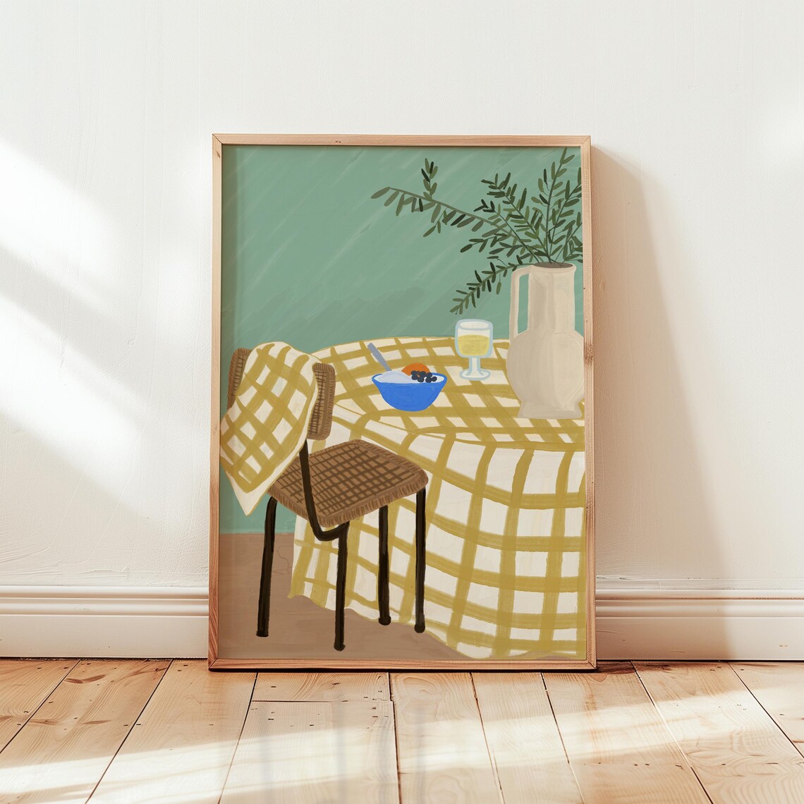 Summer Lunch Table Art Print, Scandi Dining Room Decor