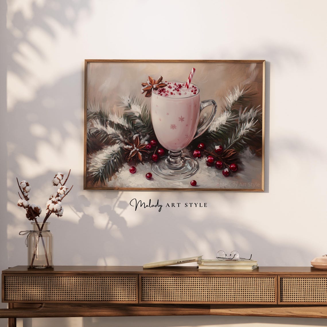 Pink Holiday Milk Punch With Cranberries Star Anise Drink Poster - Image 2