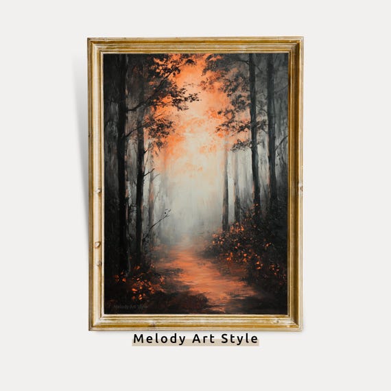 Dark Autumn Forest Wall Art Mystical Fall Pathway In Moody Halloween Spooky Path Landscape Decor P666