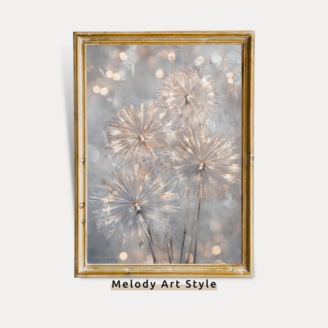 Dandelions Vintage Oil Painting, Farmhouse Floral Art Print
