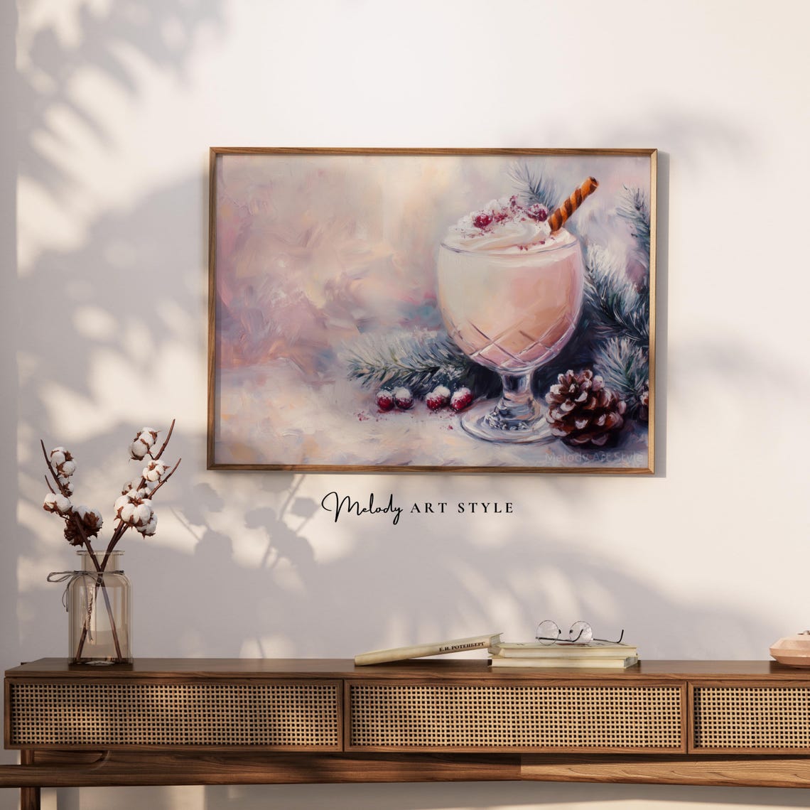 White Hot Chocolate Cranberries Festive Holiday Drink Painting Poster - Image 2