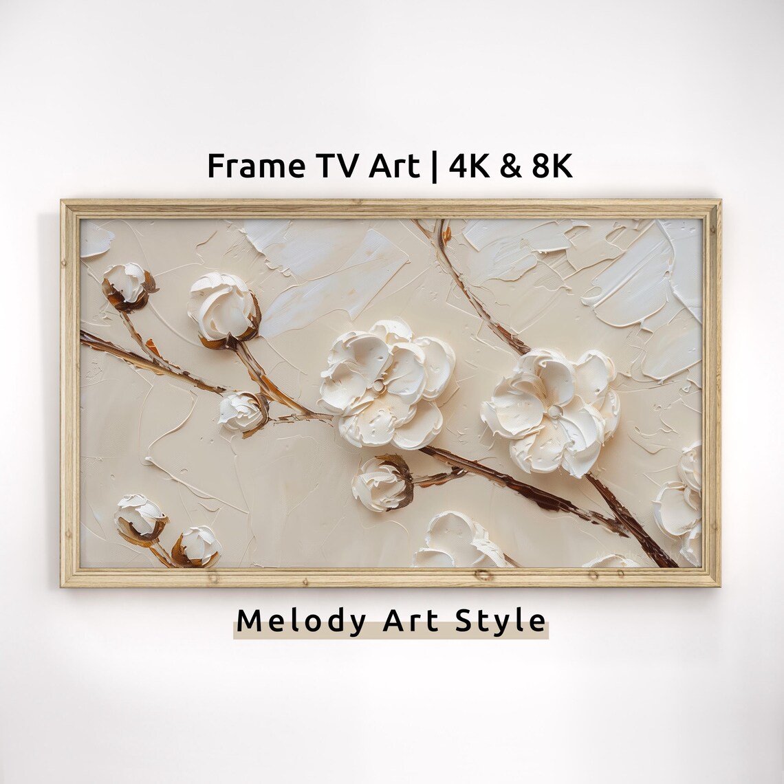 Spring Floral Frame TV Art, Farmhouse Decor Print