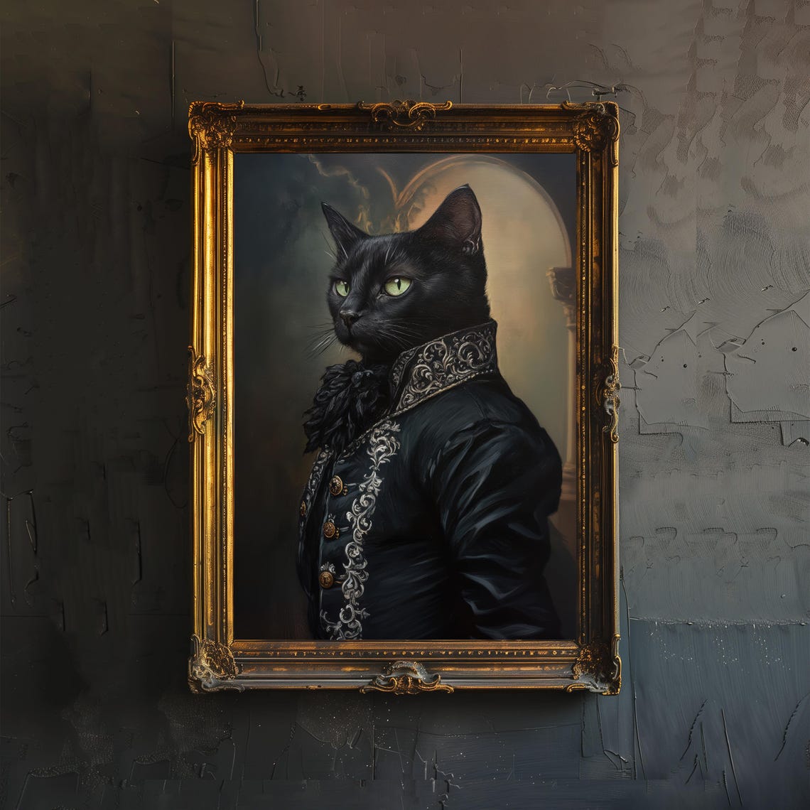 Victorian Black Cat Poster, Dark Academia Art
