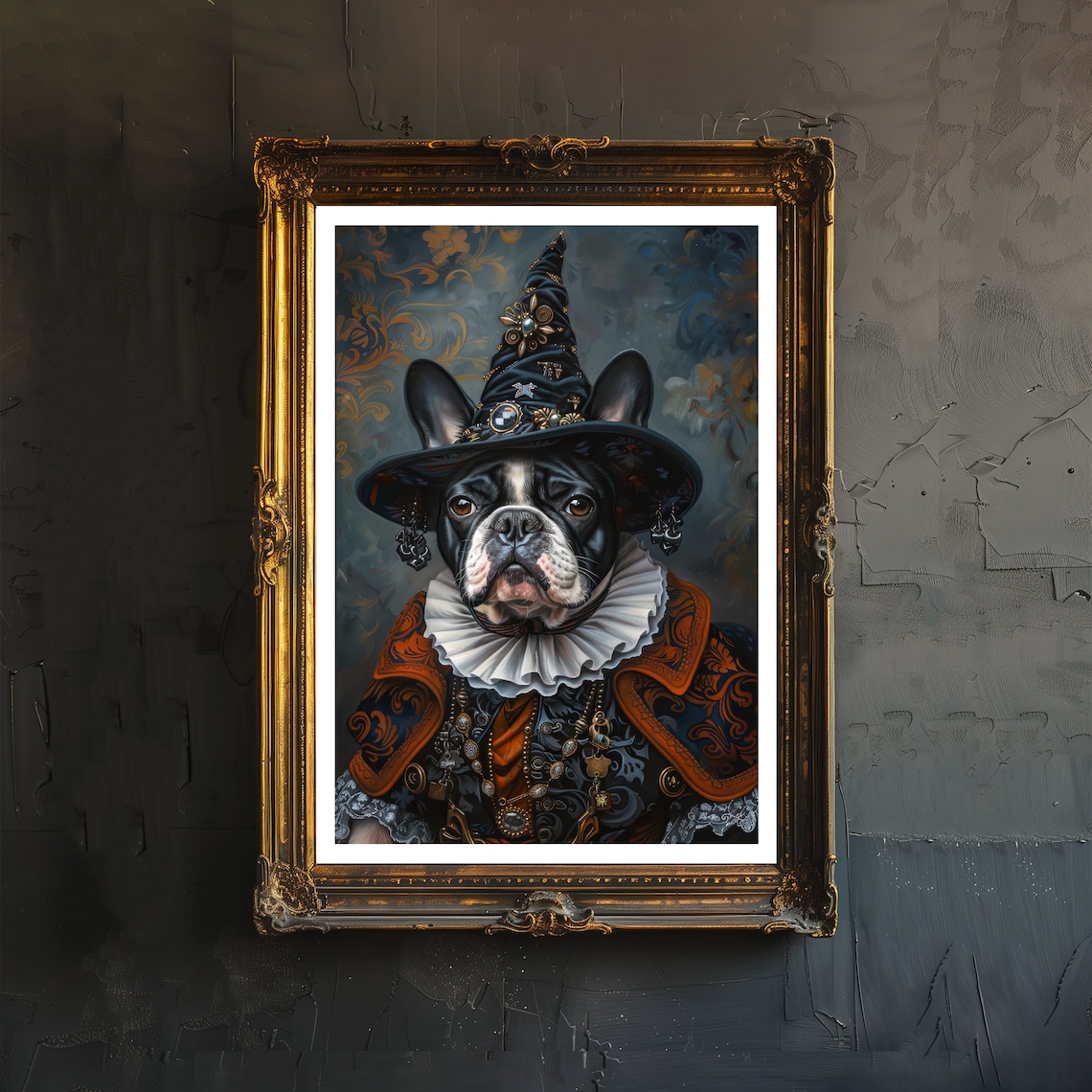 Victorian French Bulldog Gothic Dark Academia Art Print