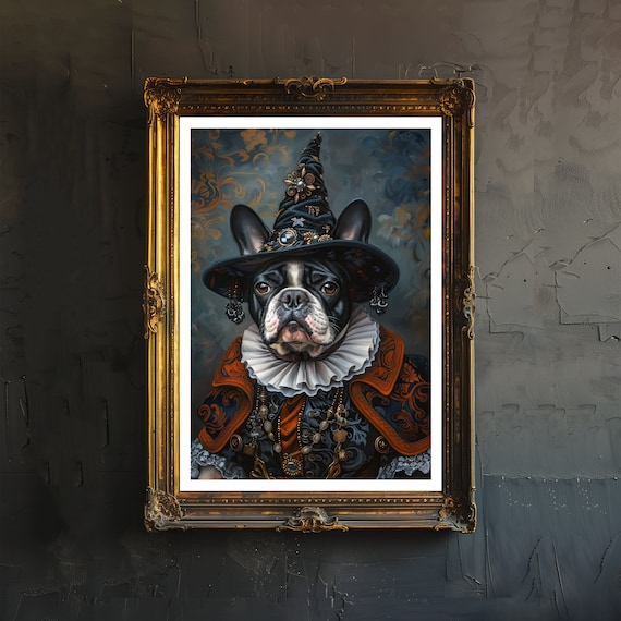 Victorian French Bulldog Gothic Dark Academia Art Print
