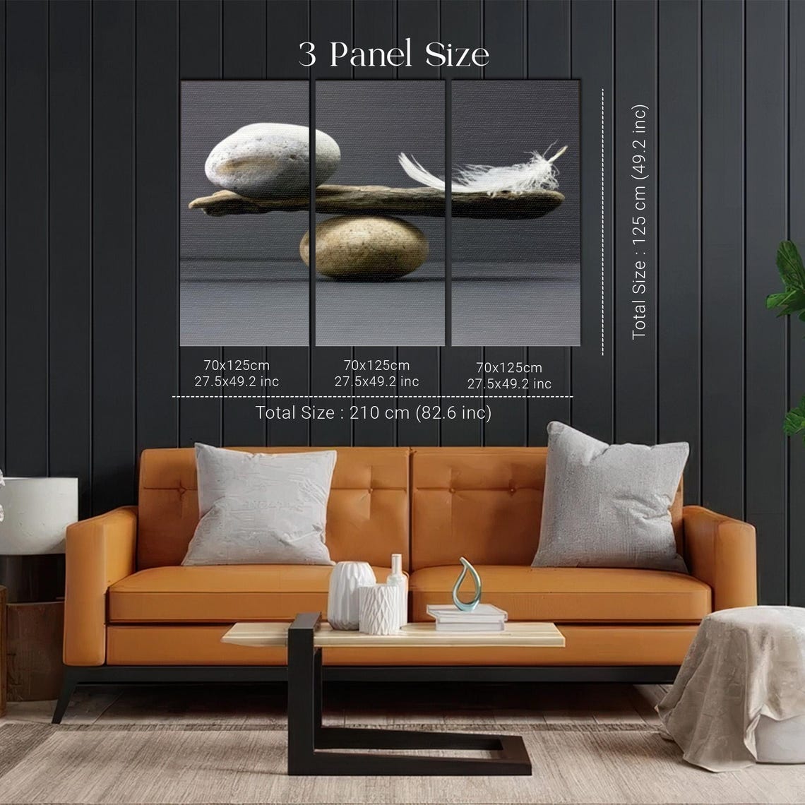 Balanced Stone And White Feather On Driftwood Zen Minimal Poster - Image 2
