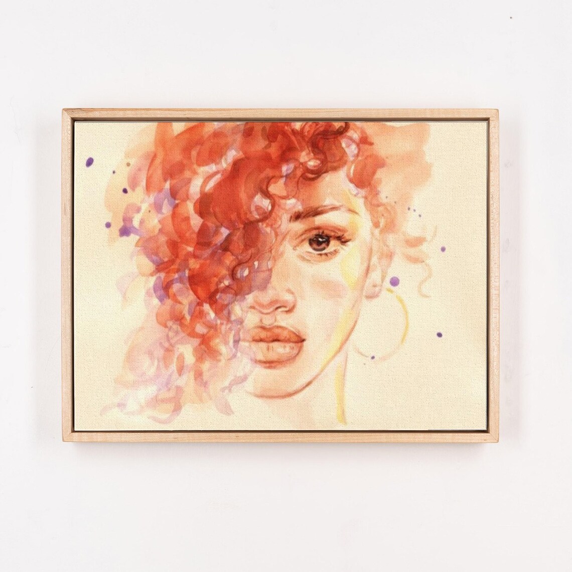 Woman With Red Curly Hair Watercolor Portrait Painting Art Poster - Image 4