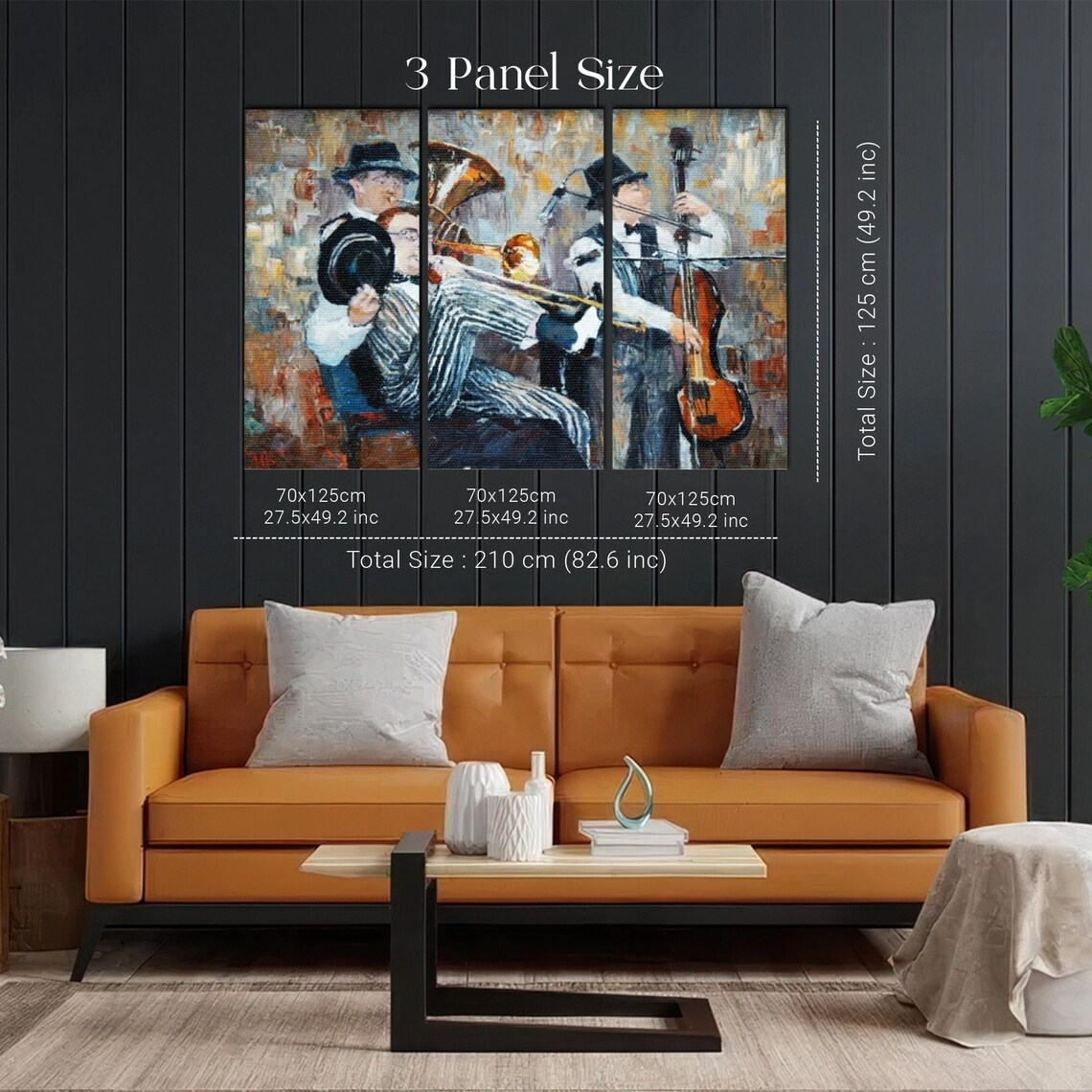 Jazz Band Musicians Playing Tuba Trombone And Bass Painting Poster - Image 2