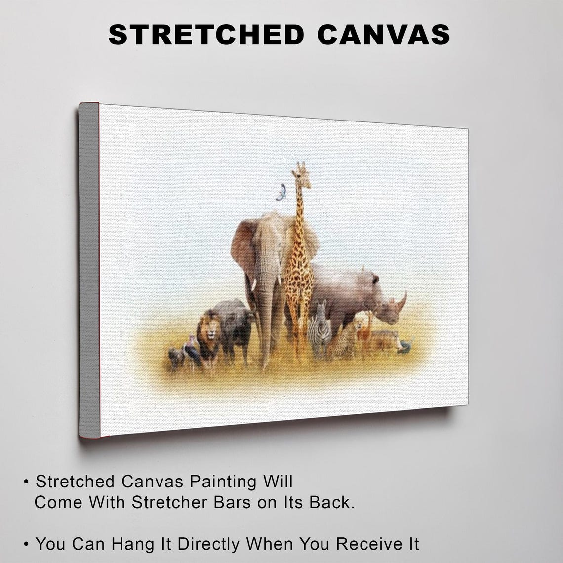 African Safari Animals Elephant Giraffe Lion Watercolor Poster - Image 3
