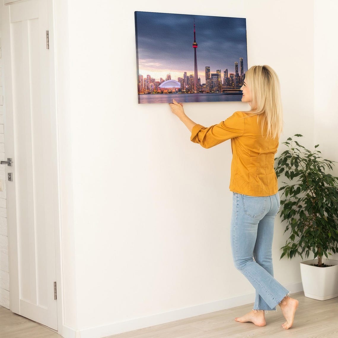Toronto CN Tower Skyline Glowing At Dusk Over Lake Ontario Poster - Image 5