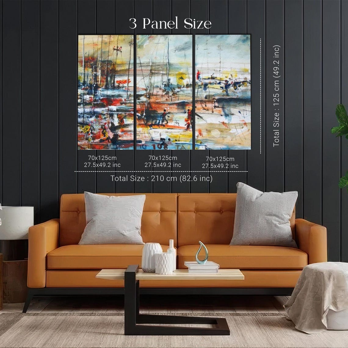 Abstract Colorful Sailboats In The Harbor Modern Watercolor Art Poster - Image 2