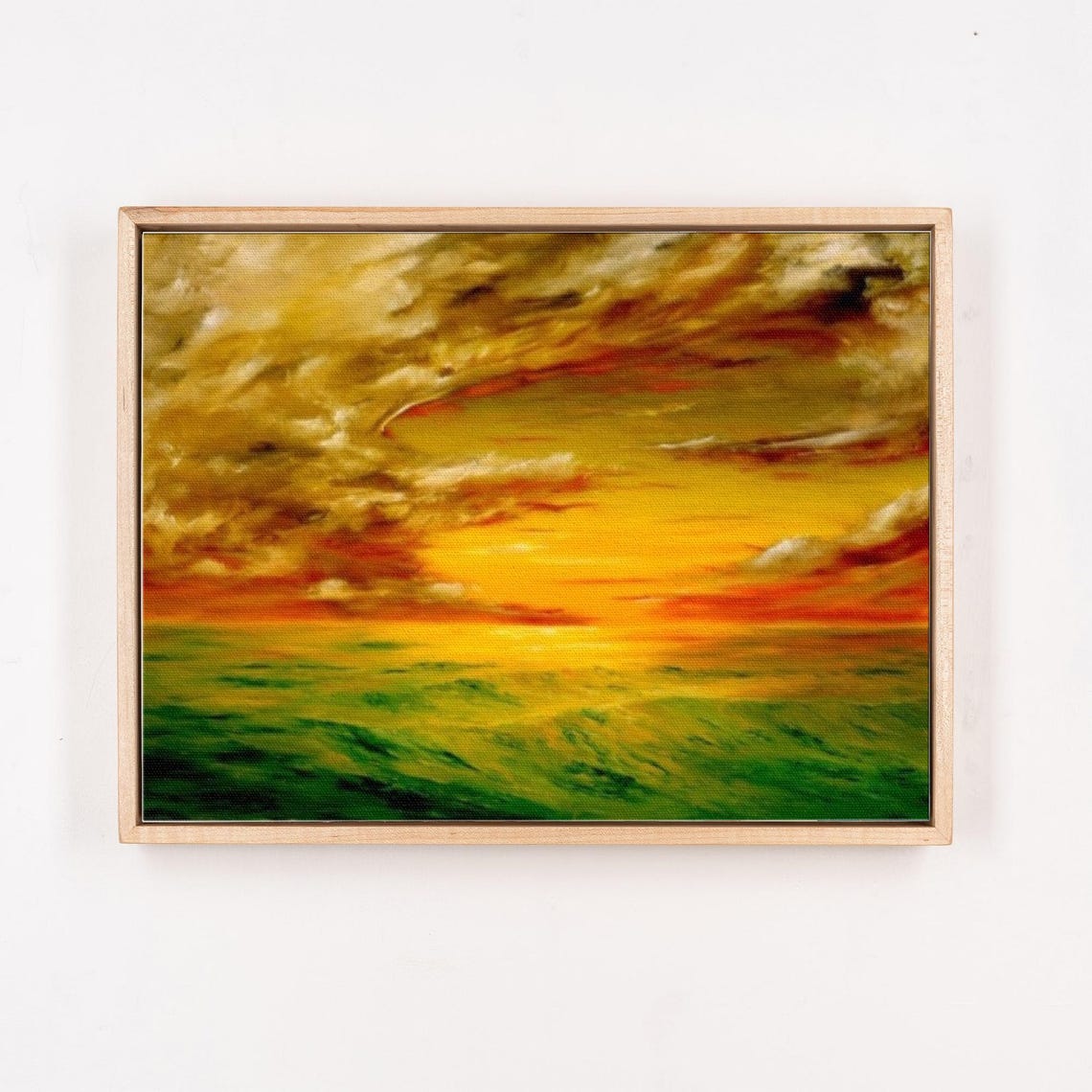Golden Sunset Sky Abstract Expressionist Oil Painting Wall Art - Image 4