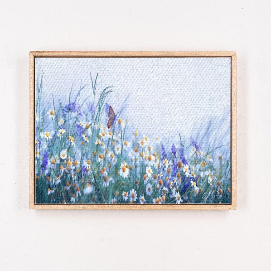 Wildflowers And Daisies With Butterfly Soft Pastel Art Poster - Image 4