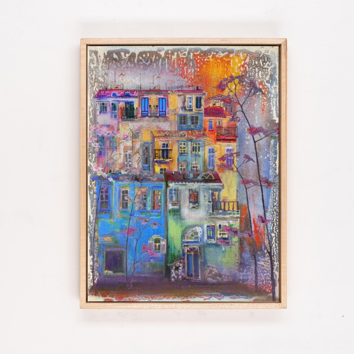 Colorful Dutch Canal Houses Painted in Watercolor Style Poster - Image 4
