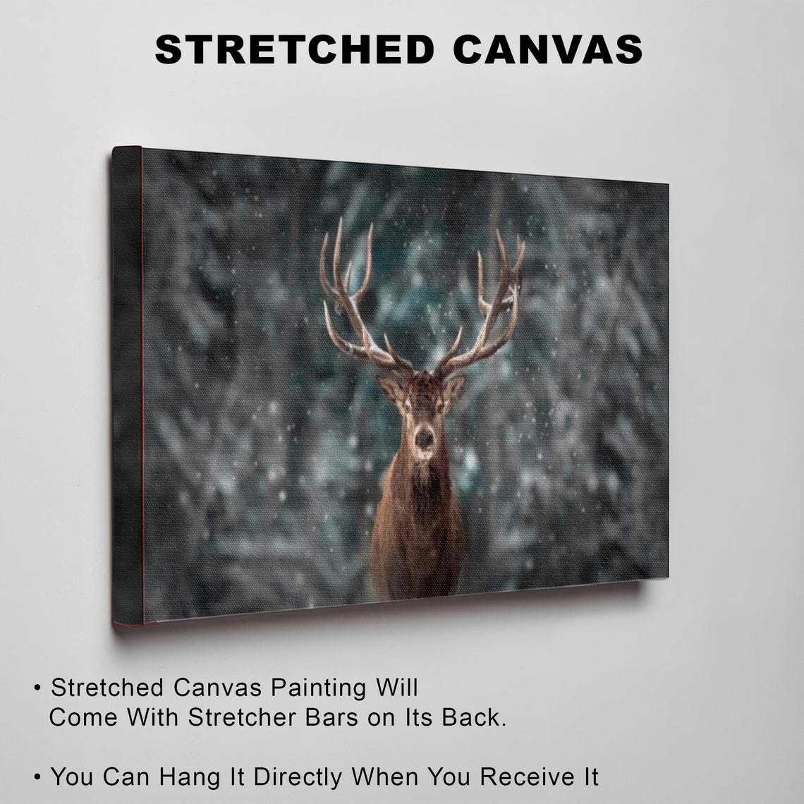 Majestic Red Deer Stag in Snowy Winter Forest Wildlife Poster - Image 3