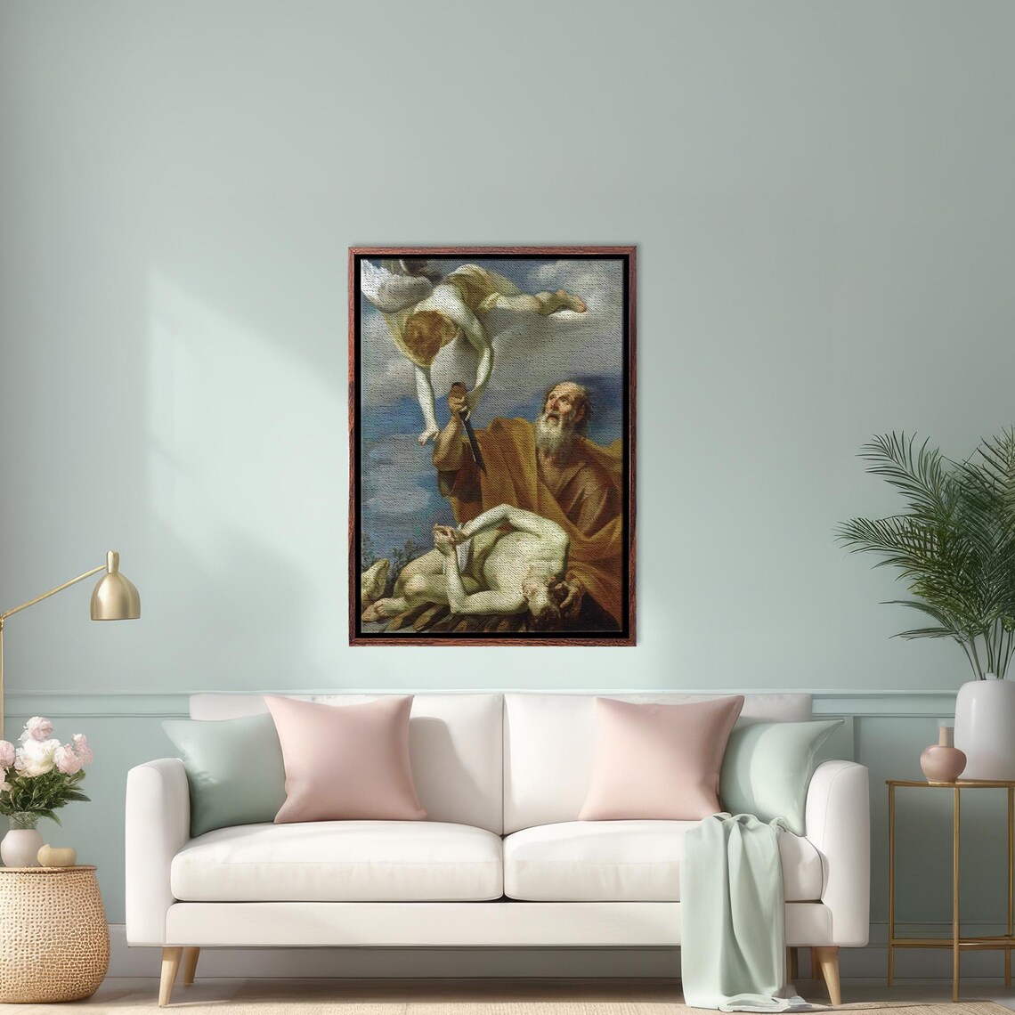 Abrahams Sacrifice of Isaac with Angel Baroque Bible Art Poster
