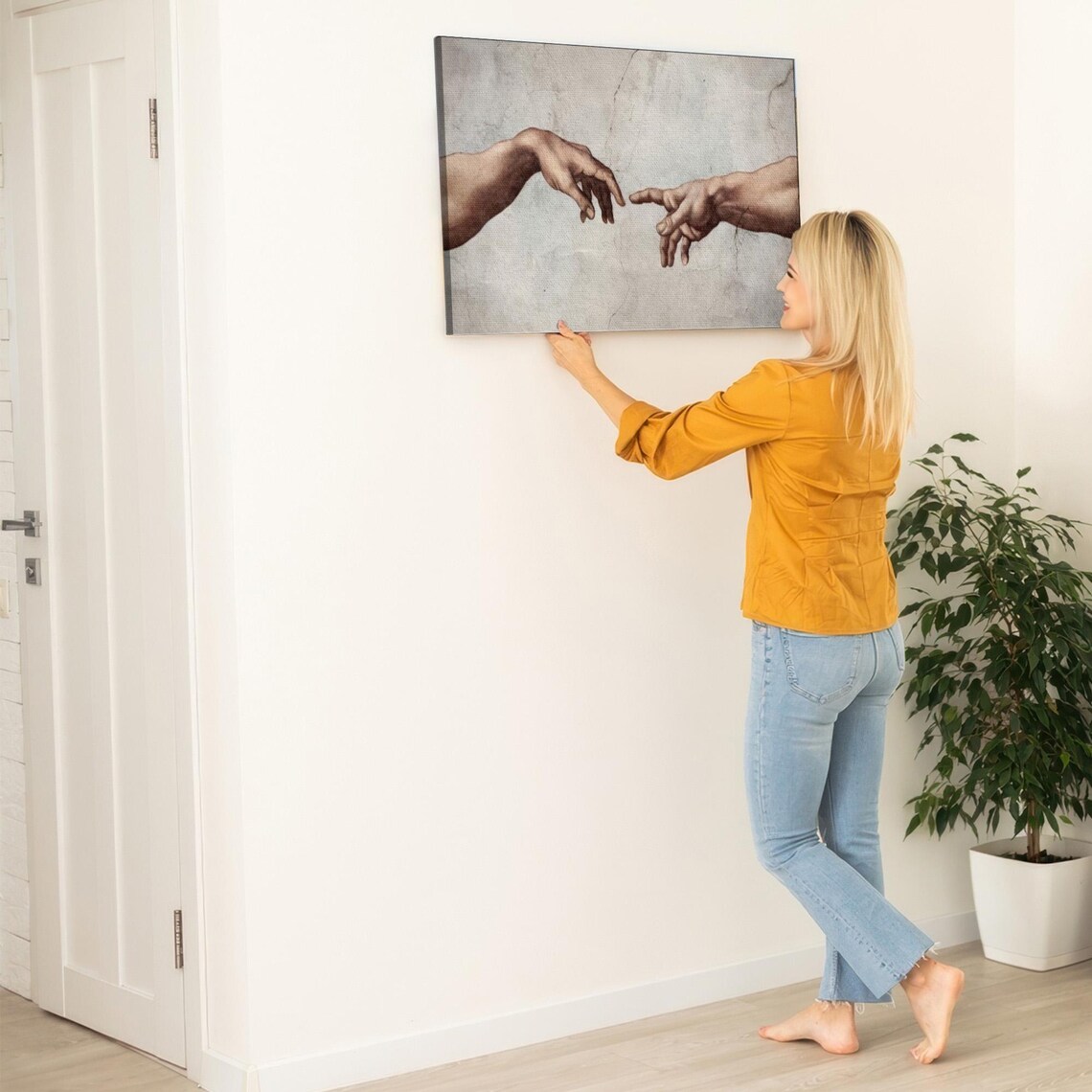 The Creation of Adam Reaching Hands Michelangelo Classic Art Poster - Image 5