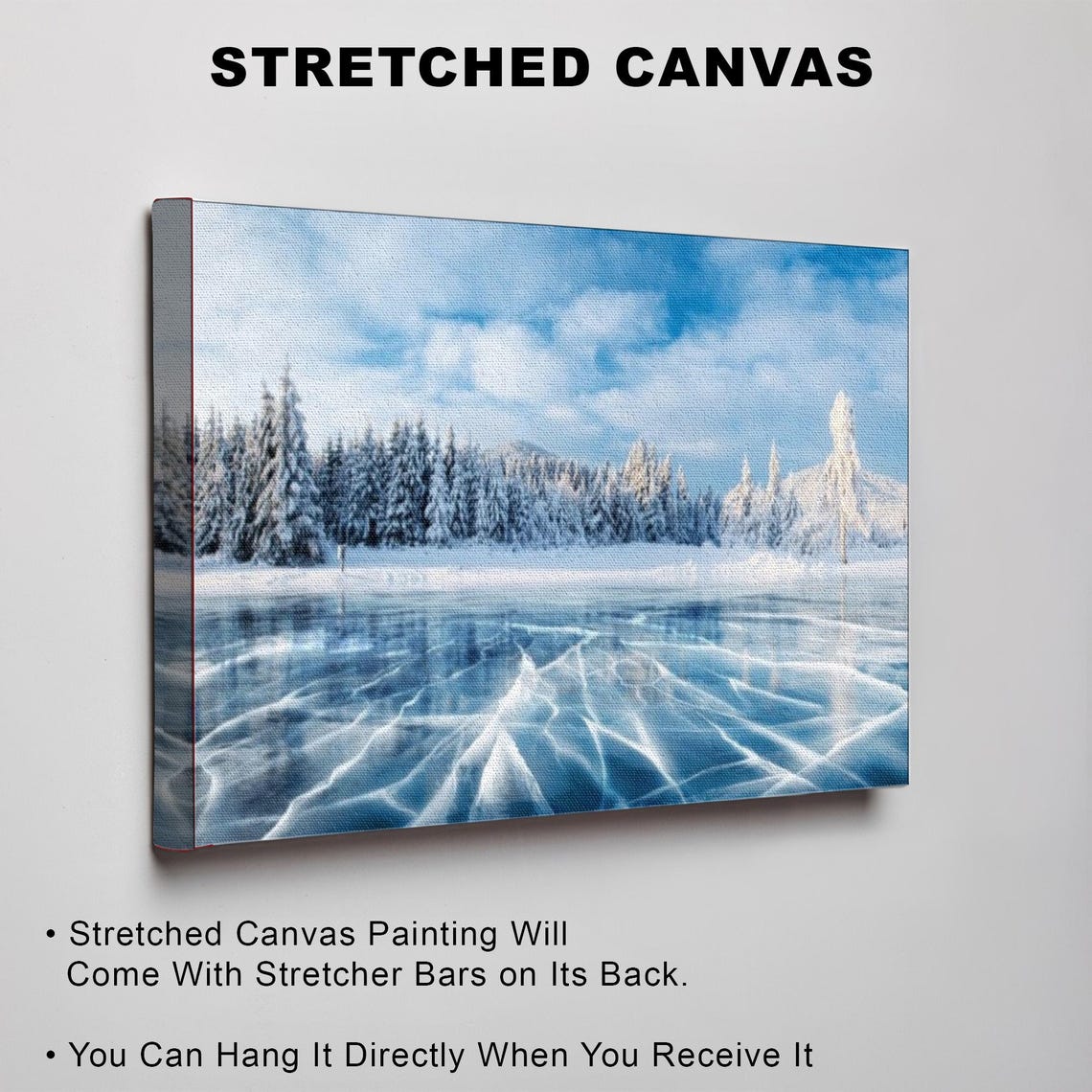 Frozen Blue Ice Lake With Snow Covered Pines Winter Landscape Poster - Image 3
