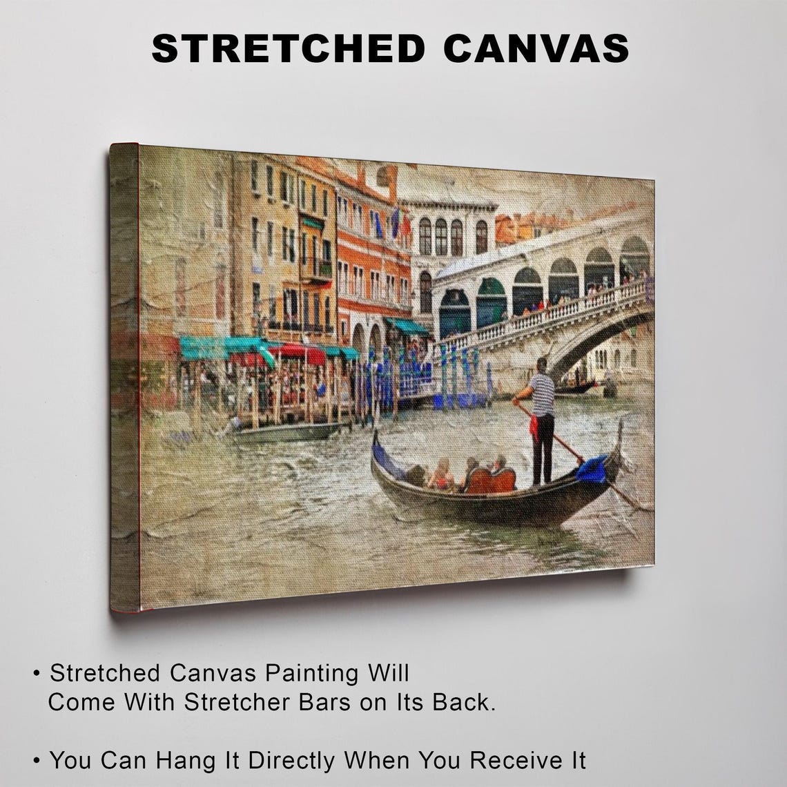 Venice Grand Canal Gondola Gliding By The Rialto Bridge Poster - Image 3