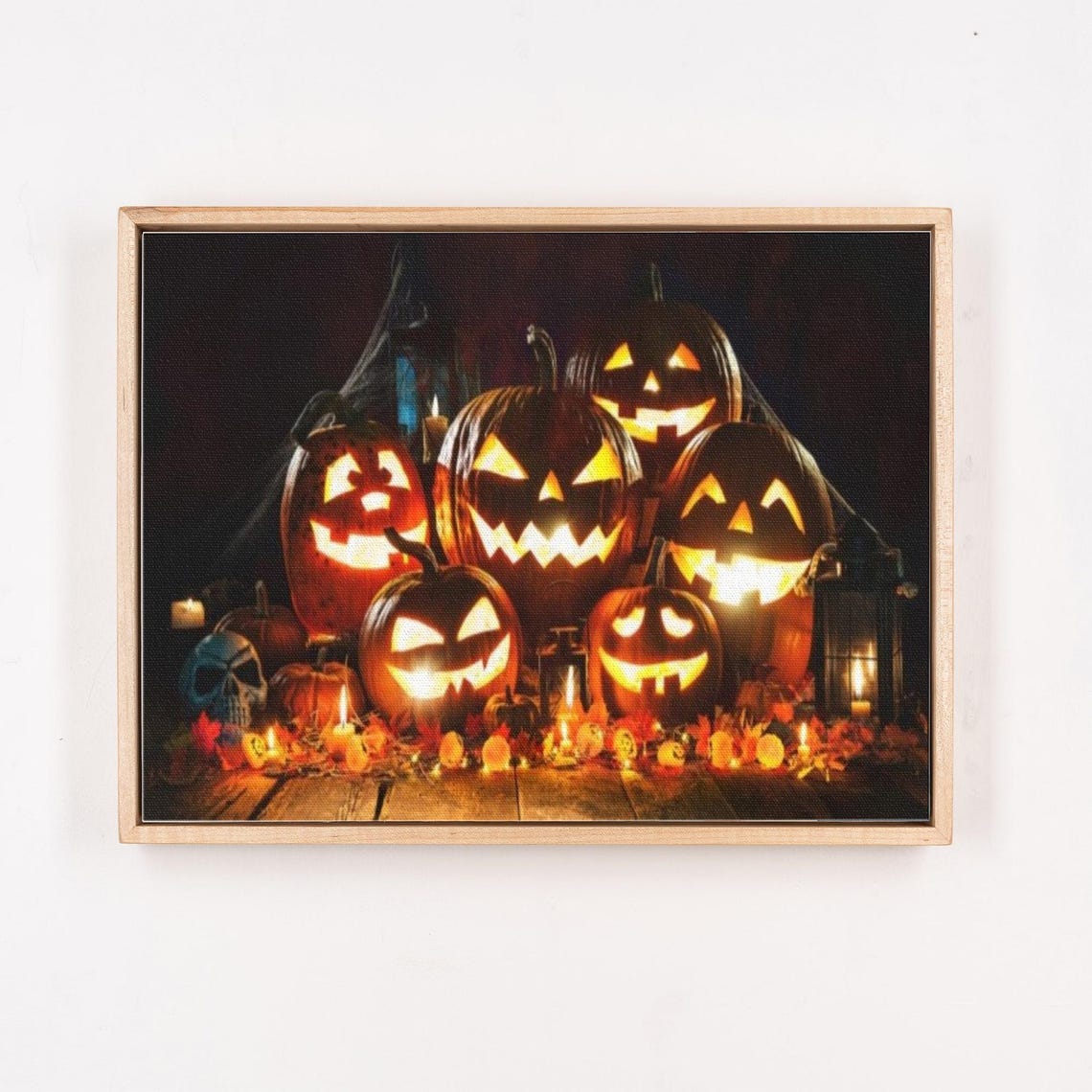 Glowing Jack-O-Lantern Pile With Candles Autumn Halloween Poster - Image 4