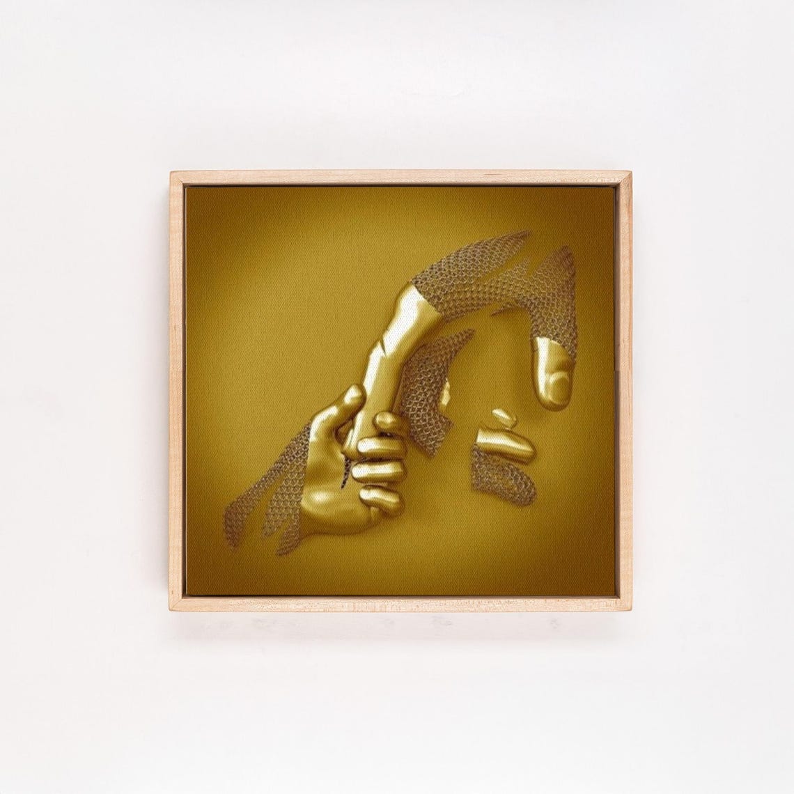 Gold 3D Effect Hands Reaching Surreal Metallic Modern Art Poster - Image 4