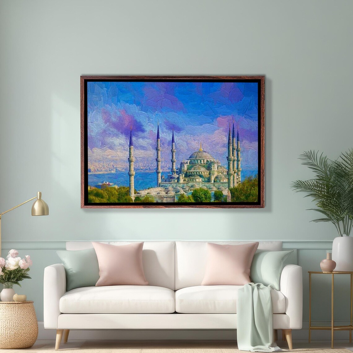 Sultan Ahmed Blue Mosque Istanbul Sunset Oil Painting Poster