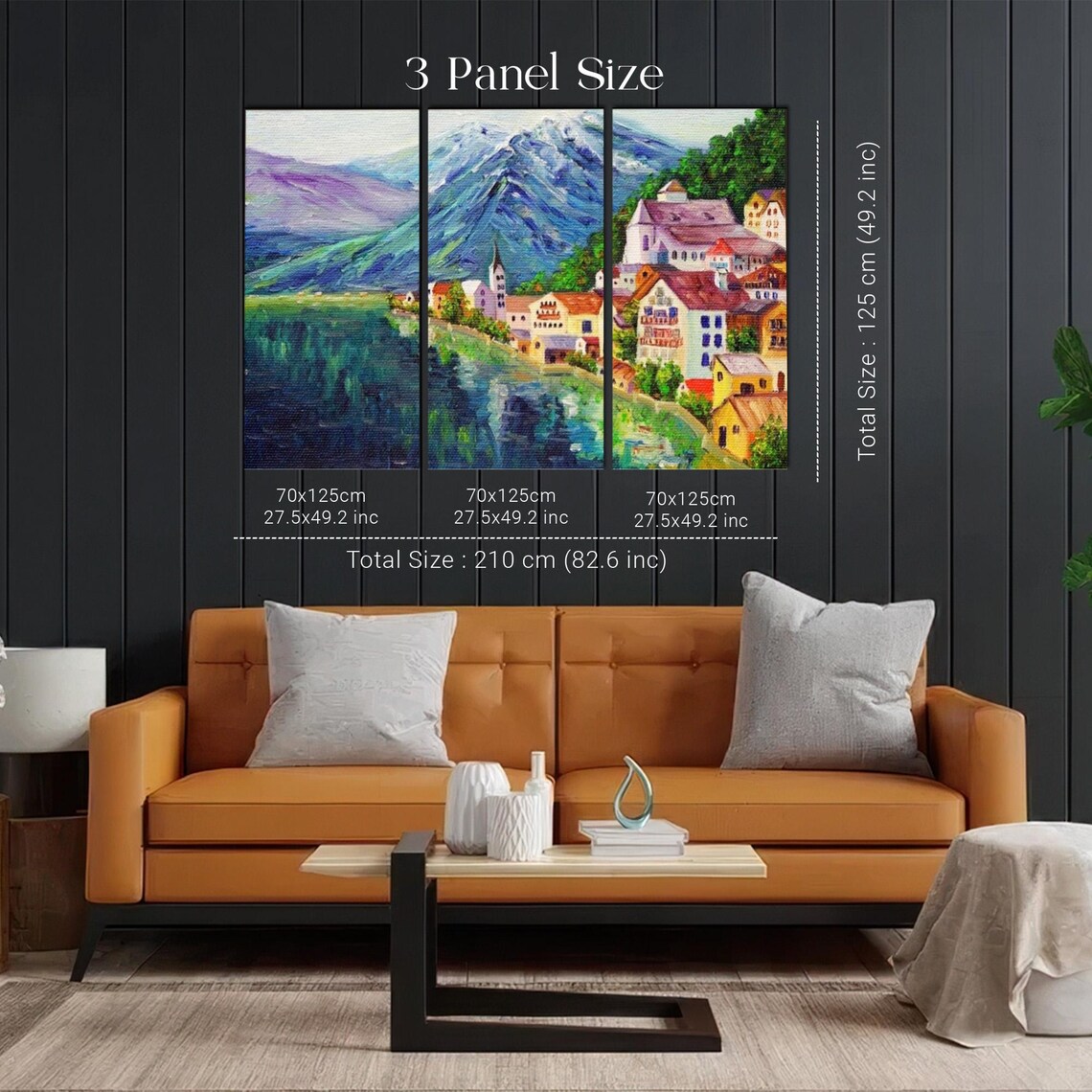 Alpine Lakeside Village With Church And Mountains Painting Poster - Image 2