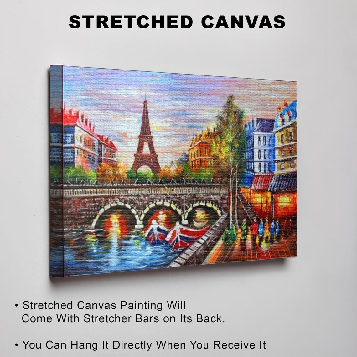 Paris Eiffel Tower Sunset Over Seine River Bridge Art Poster - Image 3