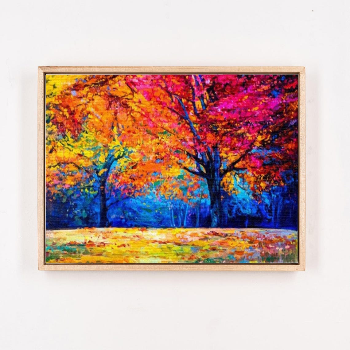 Vivid Autumn Trees In Red Orange Blue Bold Impressionist Poster - Image 4