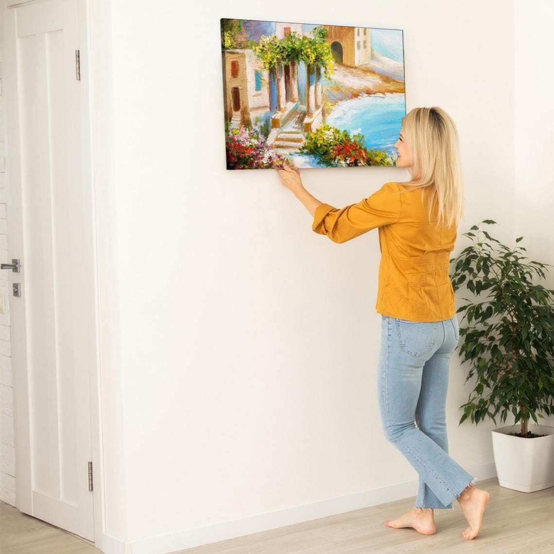 Colorful Seaside House With Flowers Overlooking Blue Sea Poster - Image 5