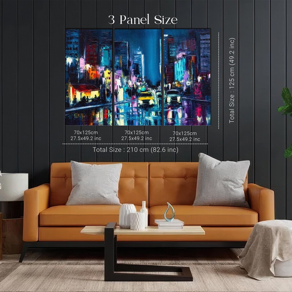 New York City Street At Night With Neon Lights And Yellow Taxi Poster - Image 2