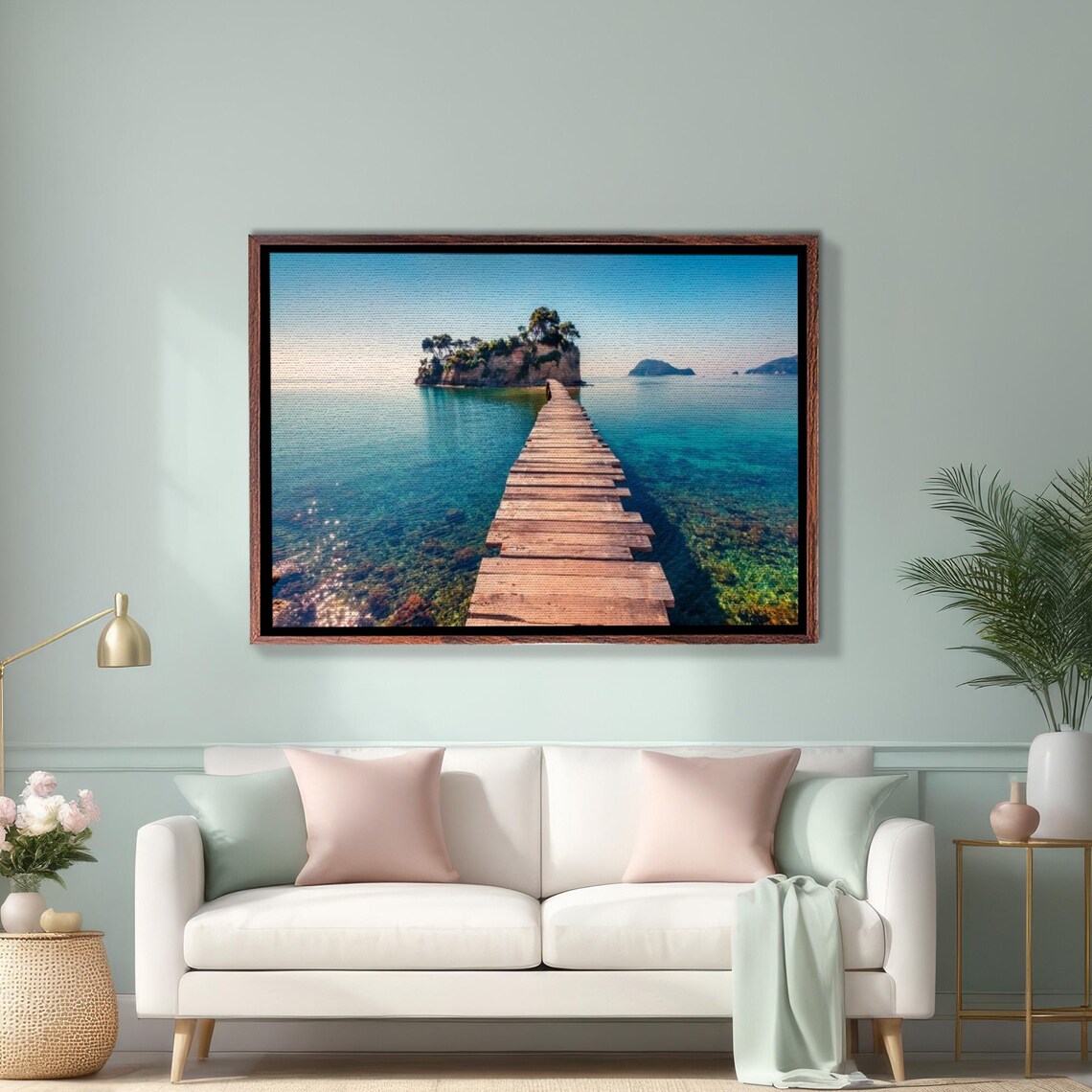 Wooden Pier To Tiny Island In Turquoise Zakynthos Sea Poster