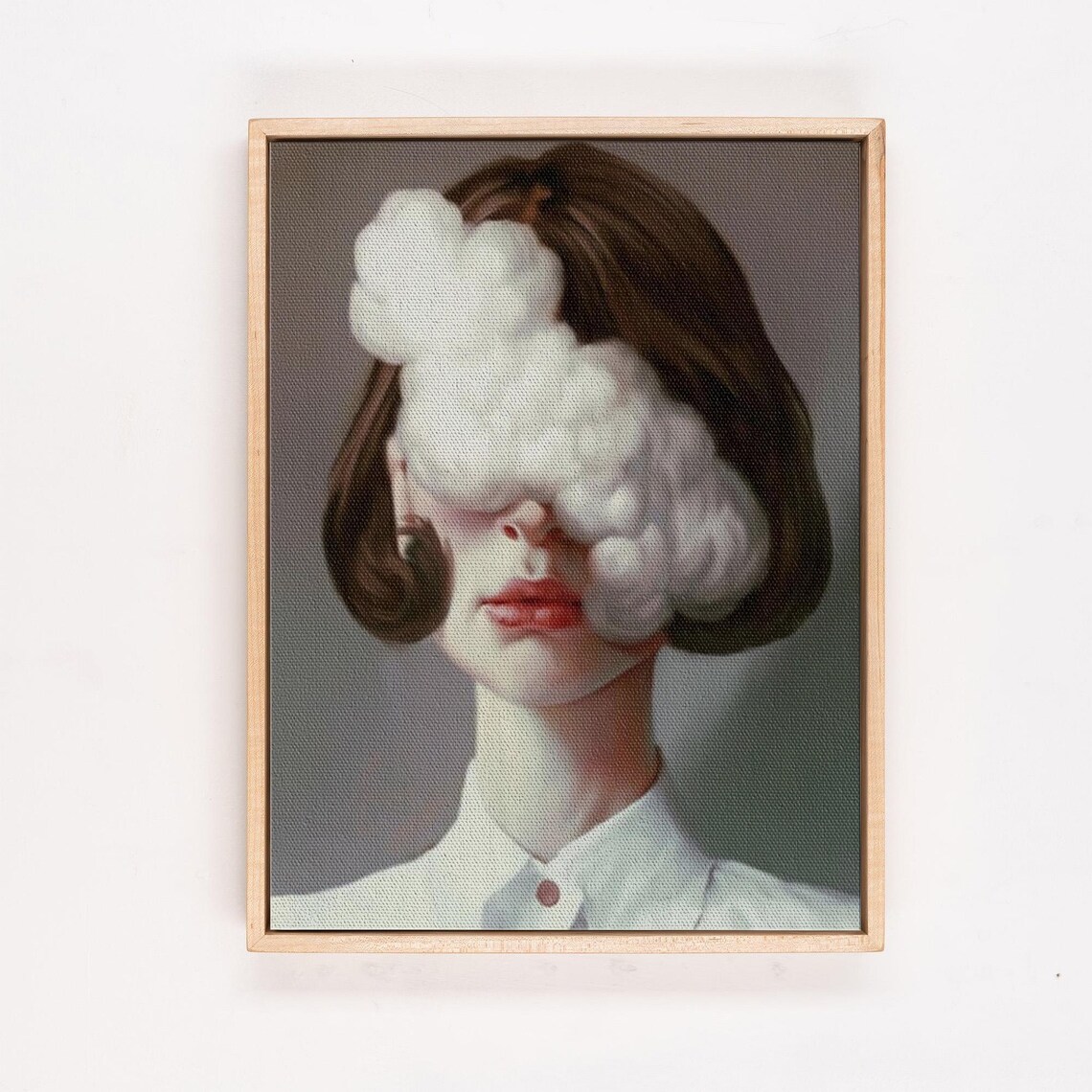 Surreal Woman Portrait With White Cloud Over Her Eyes Poster - Image 4