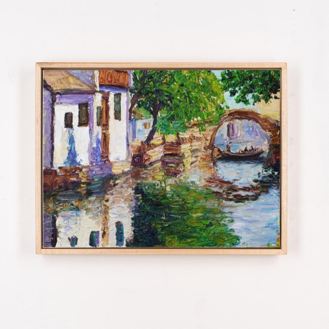 Canal Bridge With Gondola In Impressionist Oil Painting Poster - Image 4