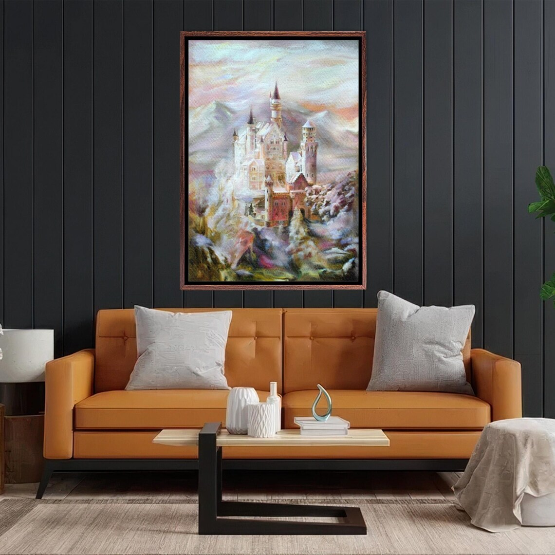 Fairytale Castle Rising Between Mountains Pastel Fantasy Poster - Image 2