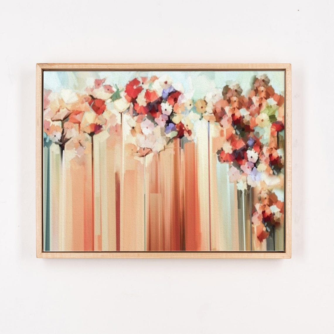 Abstract Coral and Peach Flowers in Tall Vases Floral Art Poster - Image 4