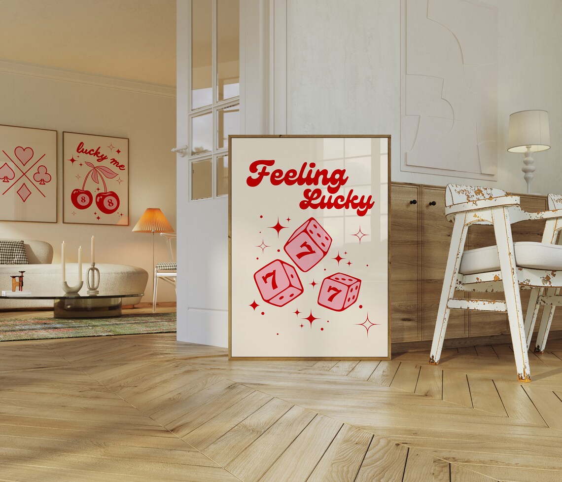 Feeling Lucky 777 Pink Wall Art, Aesthetic Poster - Image 2