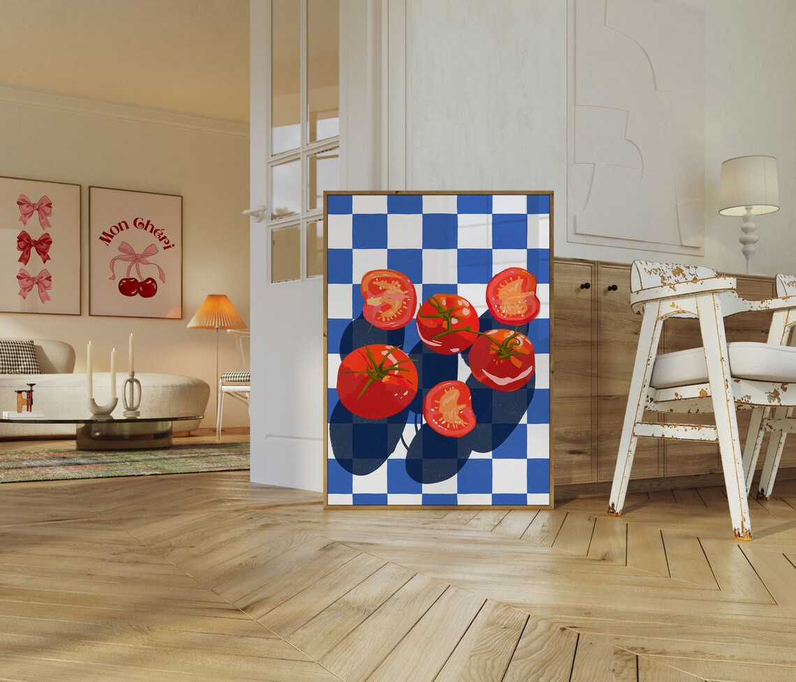Tomato Retro Food Art Print, Eclectic Kitchen Decor - Image 2