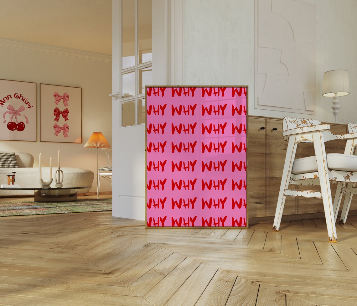 Pink and Red Retro WHY Typography Poster in Bold Repeated Lettering - Image 4